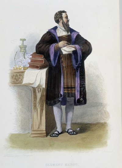Ritratto di Clement des Marets detto Marot, poeta francese (1496-1544) - in "Le Plutarque francais", Ed. Mennechet da French School