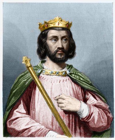 Ritratto di Clotario III (652 - 673), Re di Neustria e Borgogna - in "Histoire des Francais" di Lavallee, incisione da French School