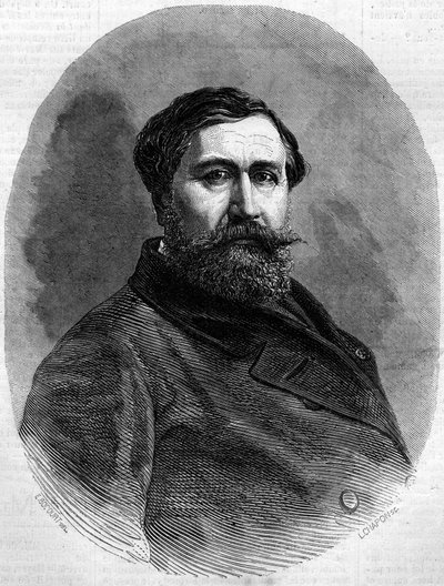 Ritratto del Conte Alfred Emilien de Nieuwerkerke (1811-1892), scultore francese e alto funzionario. Incisione in "Le Monde Illustré" n°212 del 4 maggio 1861 da French School