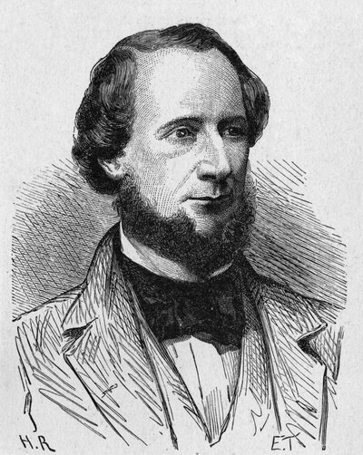 Ritratto di Cyrus West Field (1819 - 1892), industriale americano - in "Album della Scienza; illustri studiosi; Grandi scoperte" 1896 da French School