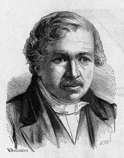 Ritratto di Daguerre - in "Album della Scienza; illustri scienziati; Grandi scoperte" 1896. da French School