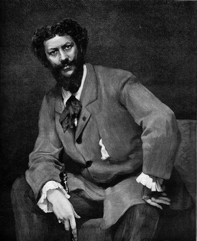 Ritratto di Emile Auguste Carolus Duran (Charles Duran o Carolus-Duran) (1837-1917), pittore francese. Incisione di Valletta in "L