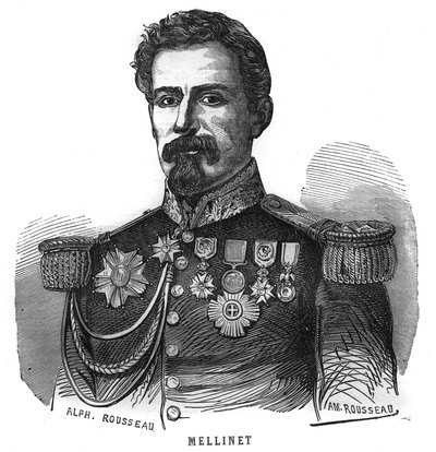 Ritratto di Emile Henry Mellinet (1798-1894) generale francese. Incisione in "Le Illustrazioni dell