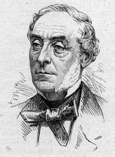 Ritratto di Ernest Legouve (1807-1903), poeta, romanziere, drammaturgo, saggista e accademico francese. Incisione in 