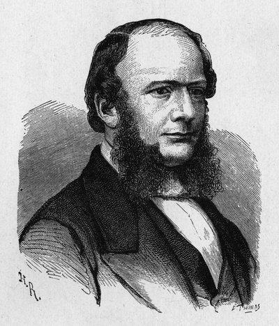 Ritratto di Ernest Werner von Siemens (1816 - 1892), ingegnere e industriale tedesco, fondatore della compagnia che creò la prima grande linea telegrafica europea - in "Album della Scienza; illustri scienziati; Grandi scoperte" 1896 da French School