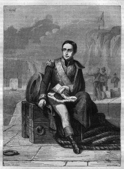 Ritratto di Eustache Bruix (1759-1805), ammiraglio francese - Incisione del 1865 in "Histoire du Consulat et de l