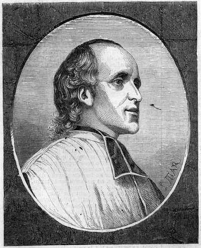 Ritratto di Padre Delacroix de Ravignan (1795-1858), gesuita francese. Incisione in “Le Monde Illustré” n°47 del 6 marzo 1858 da French School