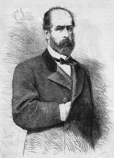 Ritratto di Federico Errazuriz Zanartu, presidente della Repubblica del Cile. Incisione in 