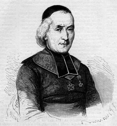 Ritratto di Francois Joseph Le Brotier (1799-1885), vescovo di Montpellier. Incisione in "Le Monde Illustré" n.237 del 26 ottobre da French School