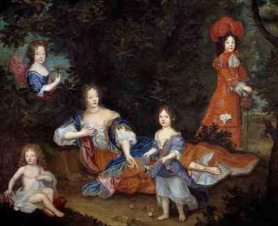 Ritratto di Francoise Athenais, Marchesa di Montespan, e dei suoi figli da French School