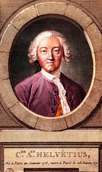 Ritratto del filosofo francese Claude Adrien Helvetius (1715-1771), incisione. 1772. da French School