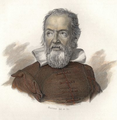 Ritratto di Galileo Galilei detto Galilei (1564-1642), fisico, matematico e astronomo italiano. in "Ritratti di Uomini Utili" da French School