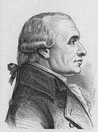 Ritratto di Gaspard Monge, Conte di Peluse (1746 - 1818), matematico francese - in "Album della Scienza; illustri scienziati; Grandi scoperte" 1896 da French School