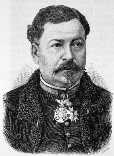 Ritratto del generale Jean Auguste Margueritte (1823 - 1870, morto alla battaglia di Sedan), padre di Paul e Victor Margueritte - in "L
