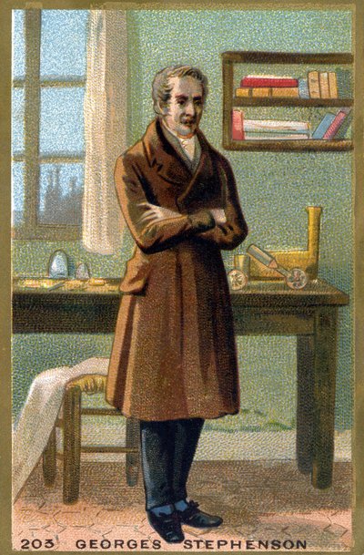 Ritratto di George Stephenson (1781-1848). Cromolitografia della fine del XIX secolo da French School