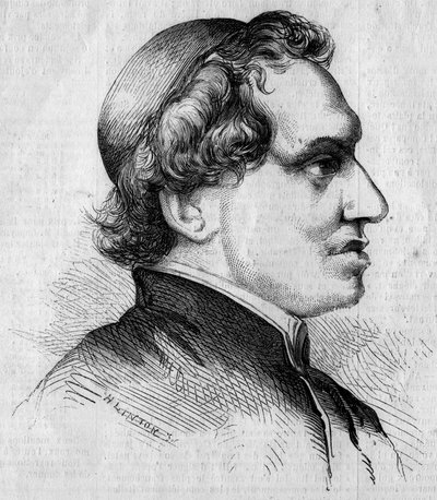 Ritratto di Giacomo Antonelli (1808-1878), cardinale italiano e segretario di Stato del governo pontificio. Incisione di Linton in 