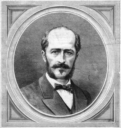 Ritratto di Gustave Lambert (1824-1871), idrografo ed esploratore francese, autore di un progetto di spedizione al Polo Nord. Incisione in 