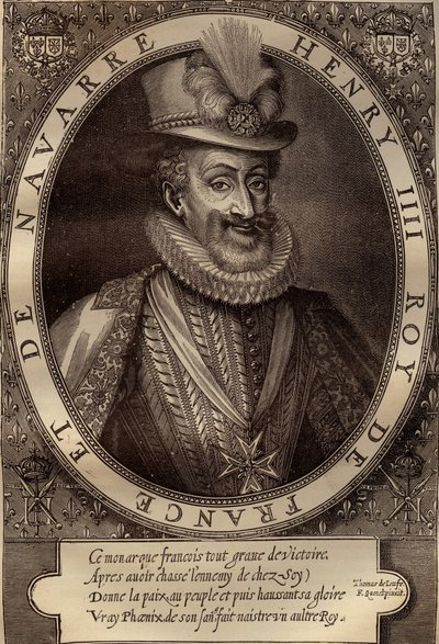 Ritratto di Enrico IV (1553-1610) Re di Francia - incisione del XVII secolo da French School