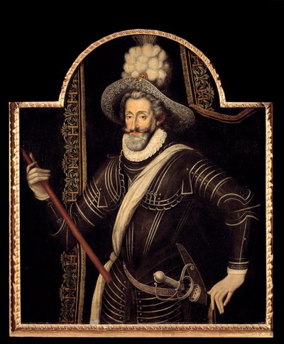 Ritratto di Enrico IV in corazza bianca e piuma, Re di Francia e Navarra (1553-1610) da French School