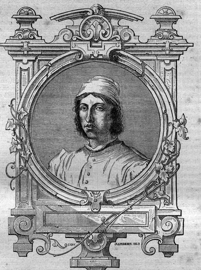 Ritratto di Herimar, abate di Saint Denis de Reims (morto nel 1070). Incisione in 