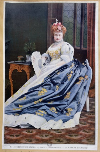 Ritratto di Hortense Schneider nel ruolo della Granduchessa in La Grande Duchesse de Gerolstein di Jacques Offenbach, c.1867 da French School