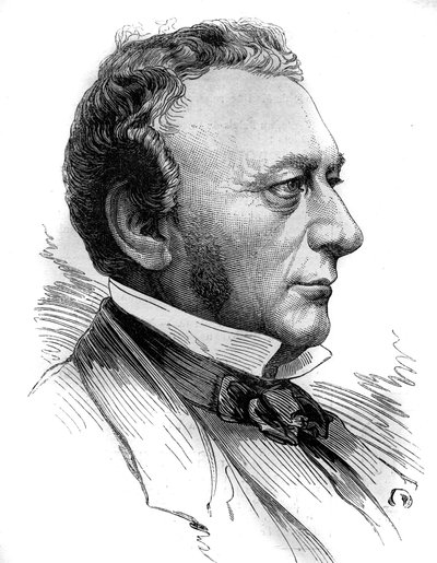 Ritratto di Isaac Pereire (1800 - 1875), fondatore della Societe de Credit mobilier e della compagnia generale transatlantica. Incisione in “Le Monde Illustré” n°1218 del 31 luglio 1880 da French School