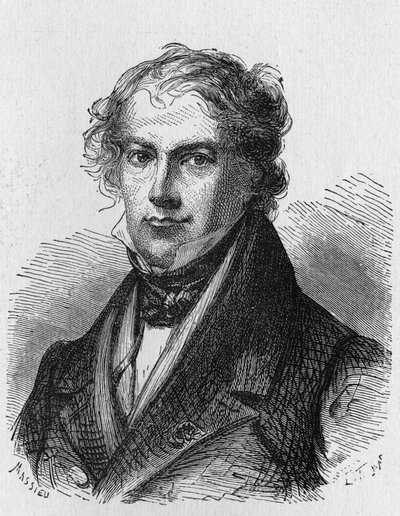 Ritratto di Jean-Baptiste Biot (1774 - 1862), fisico francese - in "Album della Scienza; studiosi illustri; Grandi scoperte" 1896 da French School