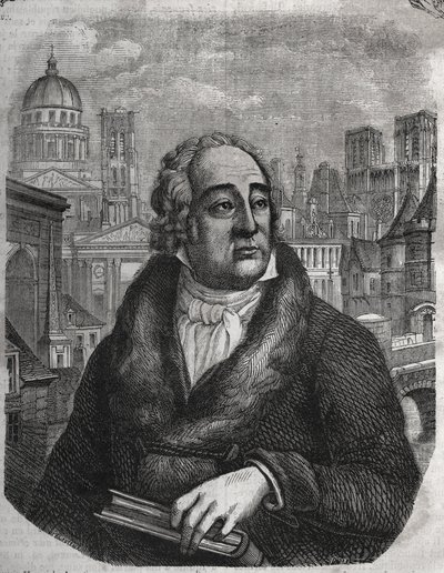 Ritratto di Jacques-Antoine Dulaure (1755-1835) archeologo e storico francese - Incisione in "The physical, civil and moral history of Paris: from the first historical times to the present day" di Jacques Antoine Dulaure. 1853 da French School