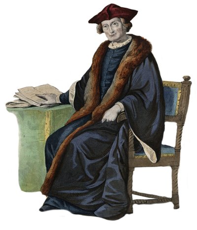 Ritratto di Jacques Auguste (Jacques-Auguste) di Thou (Thuanus) (1553-1617), storico francese, collezionista di libri e presidente del Parlamento di Parigi. illustrazione da "Le Plutarque Francais" di Edmond Mennechet da French School