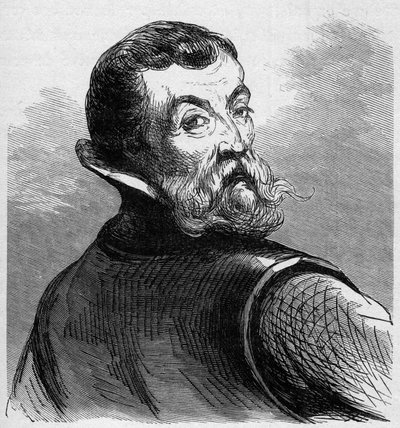 Ritratto di Jacques Cartier (1491-1557). Navigatore ed esploratore francese. Incisione in “La Marine et les colonies: commerce” da French School