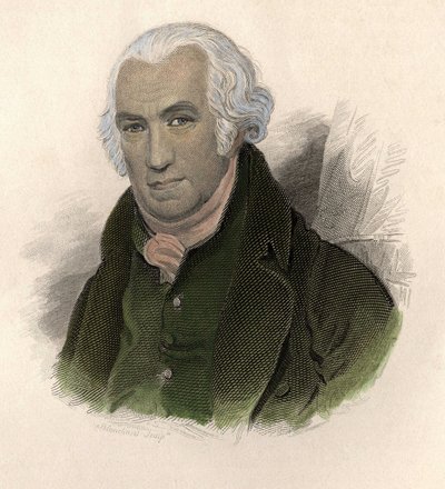 Ritratto di James Watt (1736-1819), ingegnere e meccanico scozzese. in "Portraits des Hommes Useful" da French School