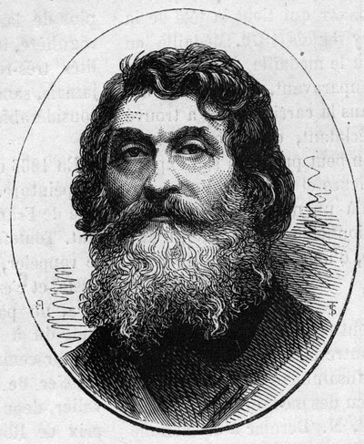 Ritratto di Jean Baptiste Paul Cabet (1815-1876), scultore francese. Incisione in "Le Monde Illustré" n.890 del 2 maggio 1874 da French School