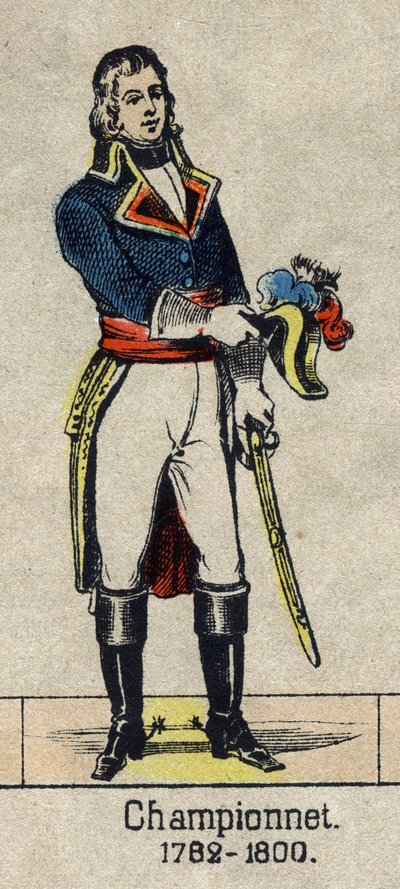 Ritratto di Jean Etienne Championet, generale francese (1762-1800). Immagine di Epinal della fine del XIX secolo da French School