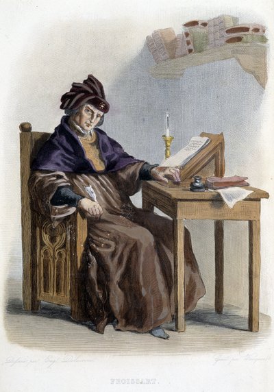 Ritratto di Jean Froissart (1337-1404) in "Le Plutarque francais", Edizioni Mennechet da French School