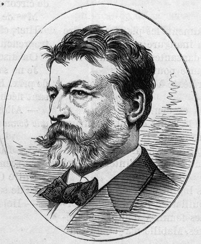 Ritratto di Jean Louis Ernest Meissonnier (1815-1891), pittore francese. Incisione in "Le Monde Illustré" n.890 del 2 maggio 1874 da French School