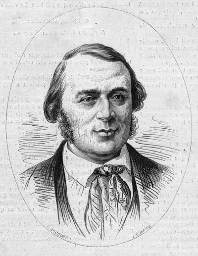Ritratto di Jean Louis Rodolphe Agassiz (1807-1873), naturalista americano. Incisione in 