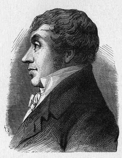 Ritratto di Jean Marie Joseph Coutelle (1748-1835), comandante degli aerostieri militari sotto la Repubblica - in "Album della Scienza; illustri scienziati; Grandi scoperte" 1896 da French School