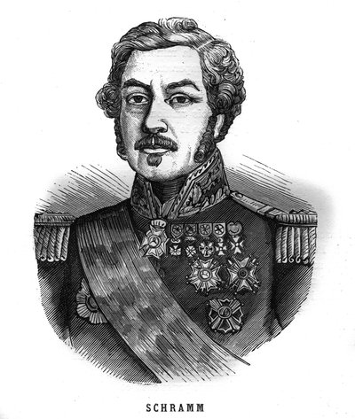 Ritratto di Jean Paul Adam Schramm (1789-1884) generale francese. Incisione in "Le Illustrazioni dell