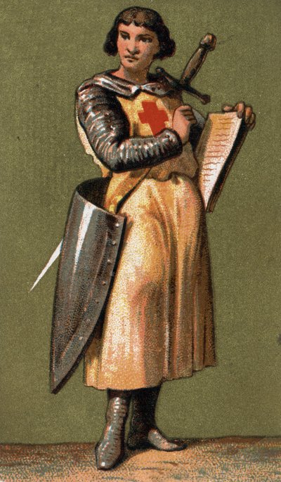 Ritratto di Jean de Joinville (1225 - 1317) cronista francese. Amico e confidente del re Luigi IX, che accompagnò alla VII Crociata. Cromolitografia del XIX secolo. da French School