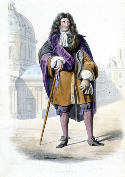 Ritratto di Jean de La Fontaine, scrittore francese (1621-1695) - in Ed. Mennechet, "Le Plutarque francais" da French School