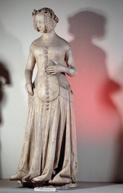 Ritratto di Jeanne de Boulogne, moglie del Duca di Berry (1340-1416) Scultura del 1385 dal Palazzo di Giustizia di Poitiers da French School