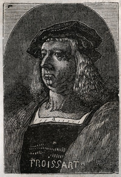 Ritratto di Jean Froissart, cronista francese del medioevo - incisione in "Histoire de France" di Victor Duruy - 1882 da French School