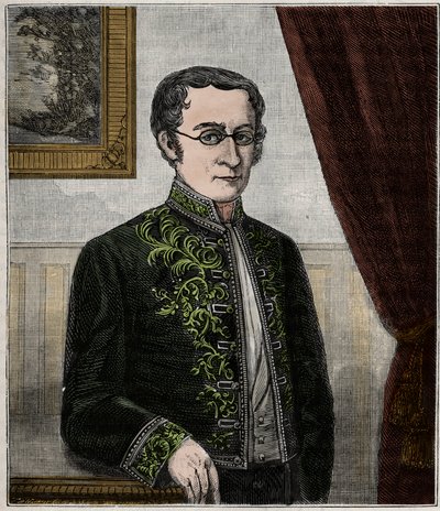 Ritratto di Joseph Louis Gay-Lussac, chimico francese - Ritratto di Louis-Joseph Gay-Lussac, fisico e chimico francese - Incisione in "Le scienze rese accessibili a tutti - fisica e chimica popolare" di Ale da French School