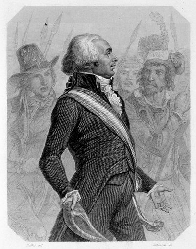 Ritratto di Jérôme Pétion de Villeneuve (1756-1794), politico francese. In "La storia dei Girondini" di Lamartine da French School