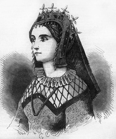 Ritratto di Giuditta di Francia (843-870), Regina del Wessex poi Contessa delle Fiandre. Incisione in “Histoire de la prostitution et de la débauche dans les peuples du globe depuis l