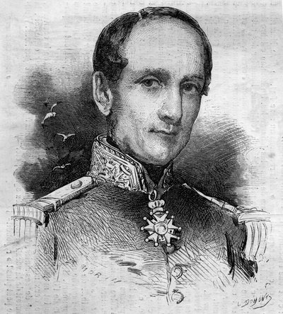 Ritratto di Leopold Victor Charner (1797 - 1869), ammiraglio francese. Incisione in "Le Monde Illustré" n.186 del 3 novembre 1860 da French School