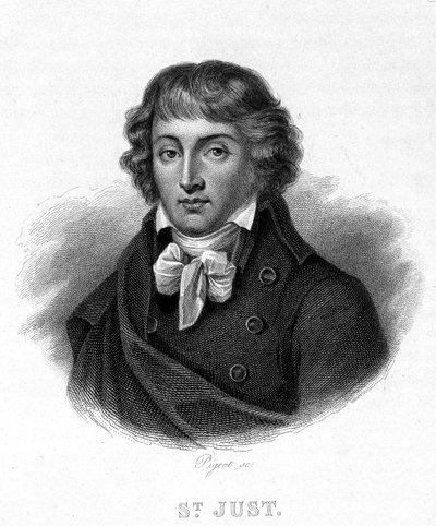 Ritratto di Louis Antoine Léon Saint-Just - in "Rivoluzione francese" di Thiers, XIX secolo da French School