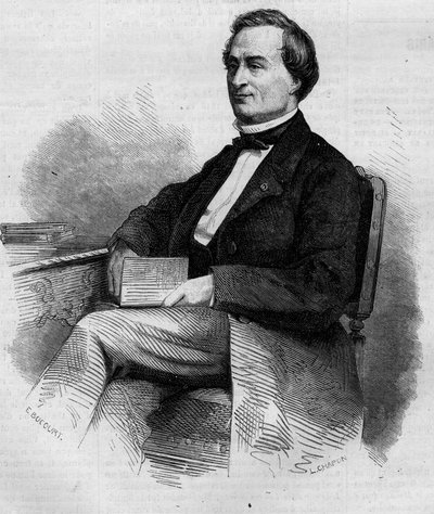 Ritratto di Louis Bernard Bonjean (1804-1871), magistrato e senatore francese. Incisione in "Le Monde Illustré" n.309 del 14 marzo 1863 da French School