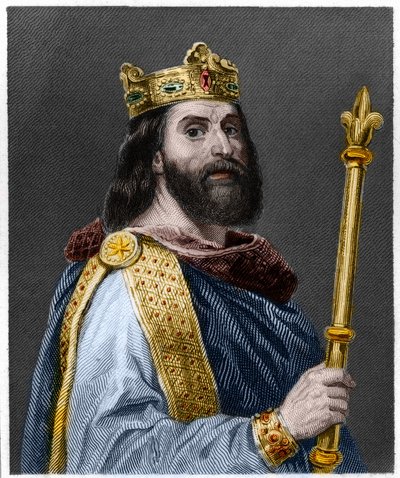 Ritratto di Luigi II il Balbo o il Pigro (846 - 879), Re di Francia - in 