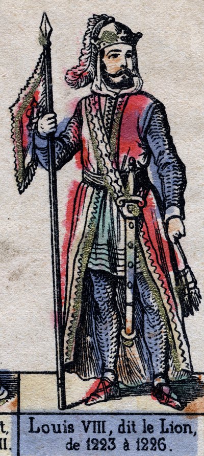 Ritratto di Luigi VIII di Francia detto il Leone (1187-1226) (dinastia dei Capetingi). Illustrazione fine XIX secolo da French School